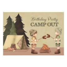 Boys Camp Out Birthday Party Personalized Invite