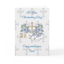 Boys Christening Shoes Greeting Cards