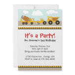 Boys contruction trucks invitation