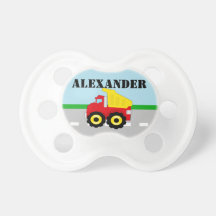 Boy's Dumptruck Personalised Name Baby Pacifier