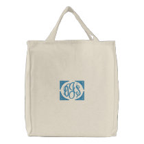 Boys Embroidered Monogram Canvas Tote Bag