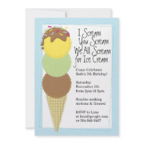 Boys Ice Cream Party Invitation