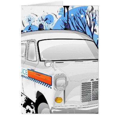 Boys In Blue - Retro Police Van 1988 Greeting Cards by bartonleclaydesign