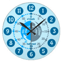 Boys learn to tell time muted blue grey wall clock