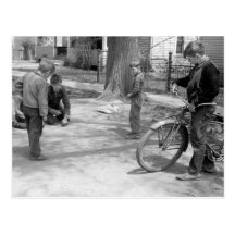 Boys Playing Marbles, Woodbine, Iowa, 1940 Postcard