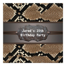 Boys Snake Skin 15th Birthday Invitation