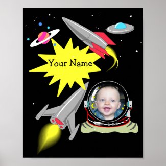 Boy&#39;s Space Rocket Photo Frame Poster Print Decor