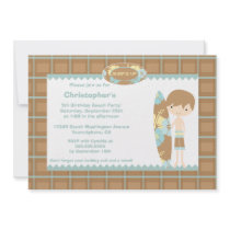 Boy's surf's up swimming birthday party invitation