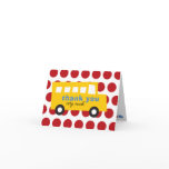 Boy's Toys Fun Cute Yellow Bus Thank You Note Card
