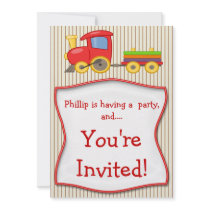 Boys Train Birthday Party Invitation
