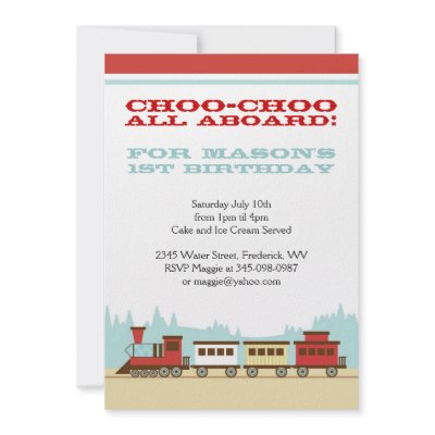 Boys train birthday party themed invitations by NanandMimis