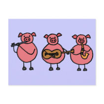 BR- 3 Little musical Pigs postcard