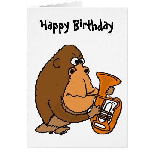 BR Gorilla Playing Tuba Birthday Card Zazzle