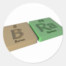 Bra as B Boron and Ra Radium Round Sticker