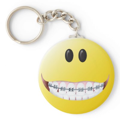 Braces Smiley Face Keychain by tshirtmonkey