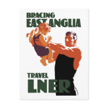 Bracing East Anglia vintage travel poster