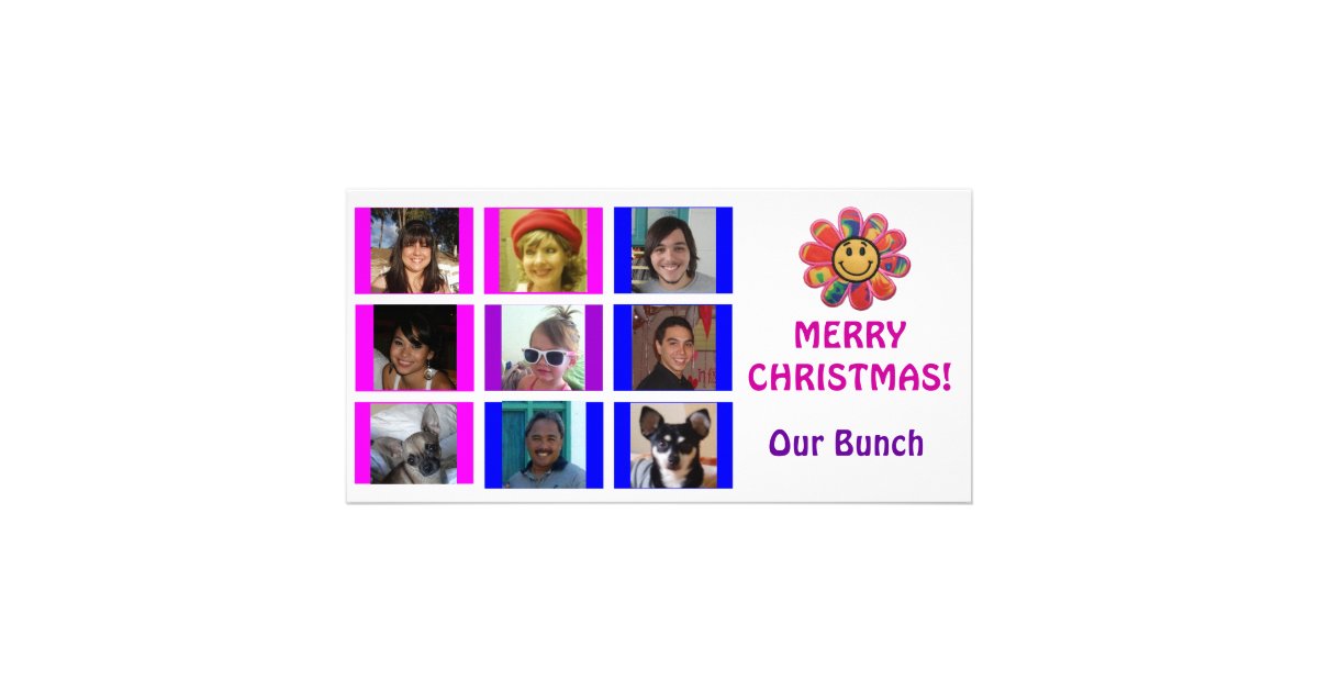 Brady Bunch Style Grid Birthday Christmas Card Photo Card Template Zazzle