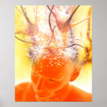 Brain activity, conceptual computer artwork. poster