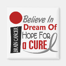 Brain Cancer BELIEVE DREAM HOPE Refrigerator Magnets