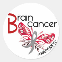Brain Cancer BUTTERFLY 3 Round Sticker
