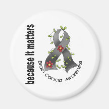 Brain Cancer Flower Ribbon 3 Magnet