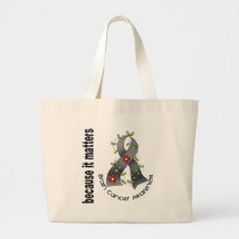 Brain Cancer Flower Ribbon 3 Tote Bag