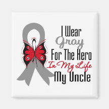 Brain Cancer Ribbon Hero My Uncle Fridge Magnet