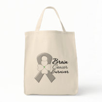 Brain Cancer Survivor Flower Ribbon Tote Bag