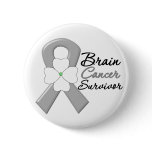 Brain Cancer Survivor Flower Ribbon buttons