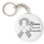 Brain Cancer Survivor Flower Ribbon keychains