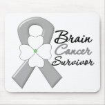 Brain Cancer Survivor Flower Ribbon mousepads