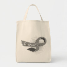 Brain Cancer Survivor Ribbon Tote Bags