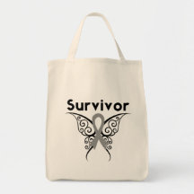 Brain Cancer Survivor Tribal Butterfly Tote Bags