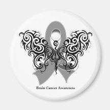 Brain Cancer Tribal Butterfly Ribbon Refrigerator Magnets