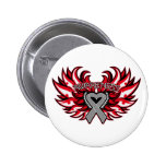 Brain Tumour Awareness Heart Wings.png Pinback Button