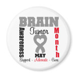 Brain Tumour Awareness Month Heart Ribbon magnets