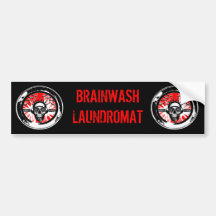 Brain wash wash wash round bumper sticker