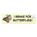 Brake for Butterflies Bumper Sticker bumper stickers