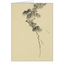 Branch With Leaves And Berries, Hokusai Card
