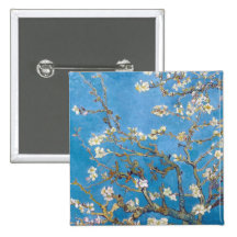 Branches with Almond Blossom Van Gogh Pinback Buttons