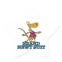 brand new newt suit lizard pun star sticker