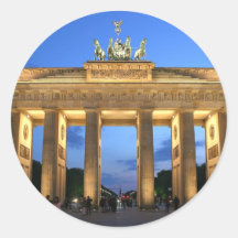 brandenburg gate evening round sticker