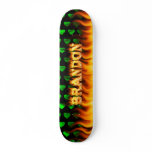 Brandon skateboard fire and flames design