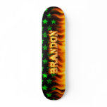 Brandon skateboard fire and flames design