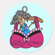Bras and Wrinkles Humour Stickers