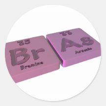 Bras as Br Bromine and As Arsenic Round Sticker