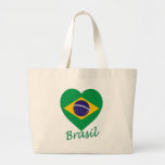 Brasil Flag Heart Canvas Bag