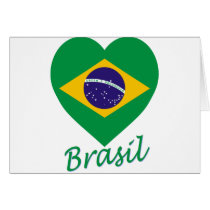 Brasil Flag Heart Greeting Card