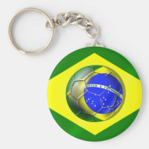 Brasil Futebol Bandeira soccer ball flag of Brazil Keychain
