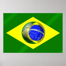 Brasil Futebol Bandeira soccer ball flag of Brazil Posters